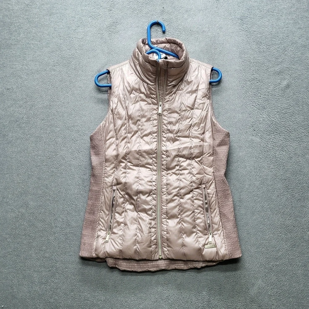 Calvin Klein Performance Women Vest M Pink‎ Puffer Down Logo Zipper Sleeveless